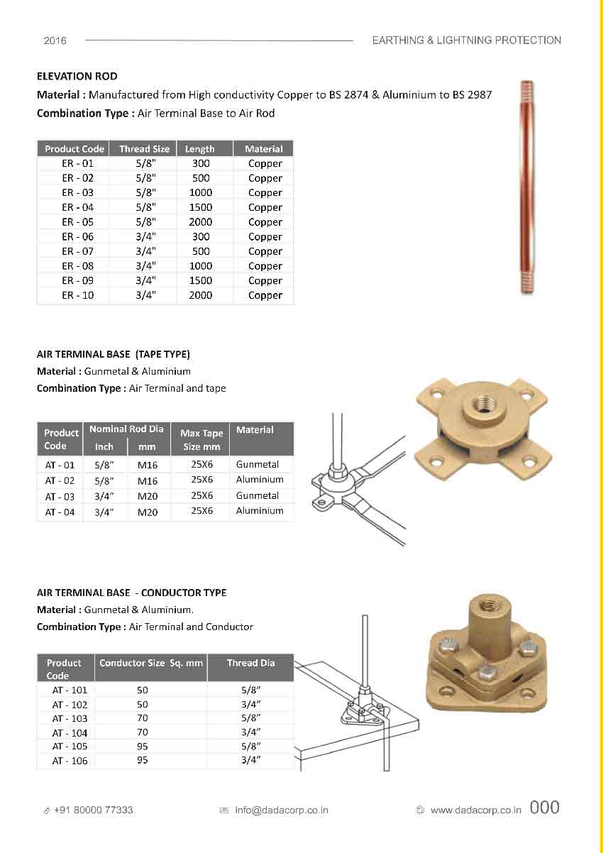 Elevation Rod,air terminal base - tape type & conductor type 